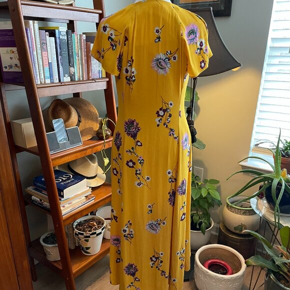 FREE PEOPLE Lost In You Dress in Golden Yellow Floral Size Medium High Low New - Picture 7 of 7